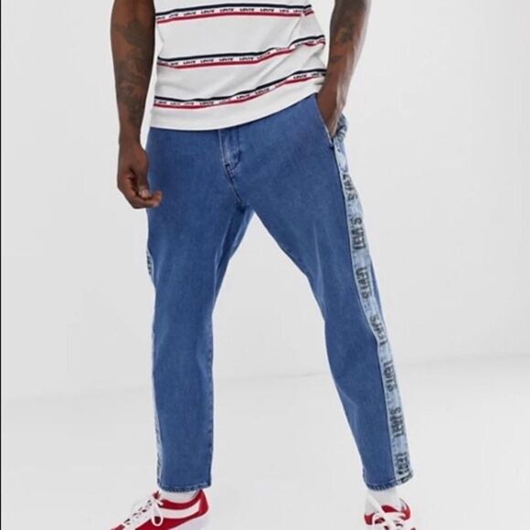 Levi waterless denim joggers with side stripes and drawstring waist - Picture 1 of 5